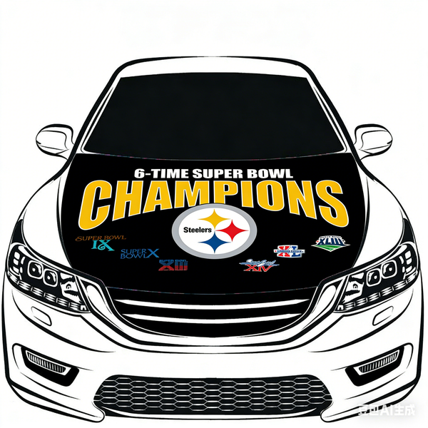 Pittsburgh Steelers NFL Car Hood Cover Flag , Engine Banner,4X5ft,/6X7FT100% Polyester Elastic Fabrics Can be Washed