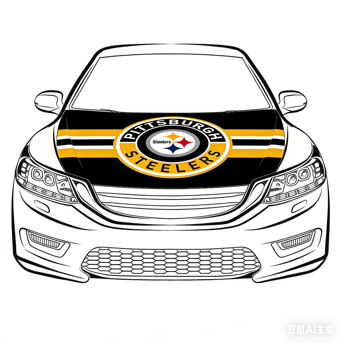 Pittsburgh Steelers NFL Car Hood Cover Flag , Engine Banner,4X5ft,/6X7FT100% Polyester Elastic Fabrics Can be Washed