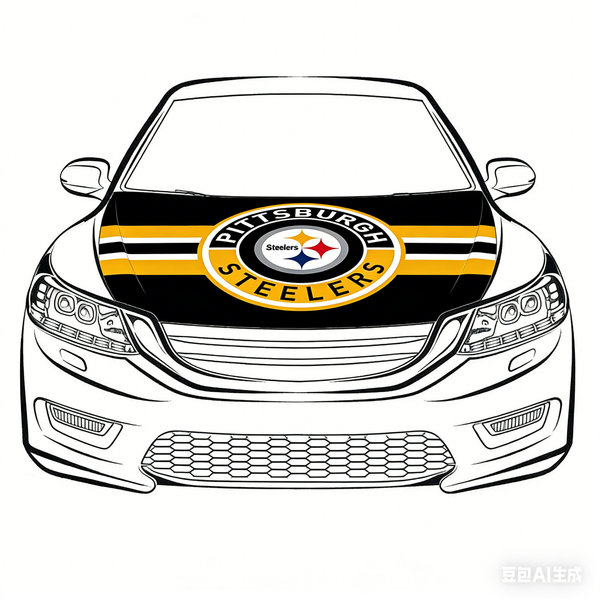 Pittsburgh Steelers NFL Car Hood Cover Flag , Engine Banner,4X5ft,/6X7FT100% Polyester Elastic Fabrics Can be Washed