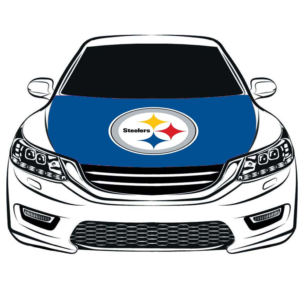 Pittsburgh Steelers Car Hood Cover Flag ,Engine Banner Flag of Pittsburgh Steelers,3.3X5ft,/6X7FT 100% Polyester Elastic Fabrics Can be Washed Suitable for large SUV and Pickup Trucks