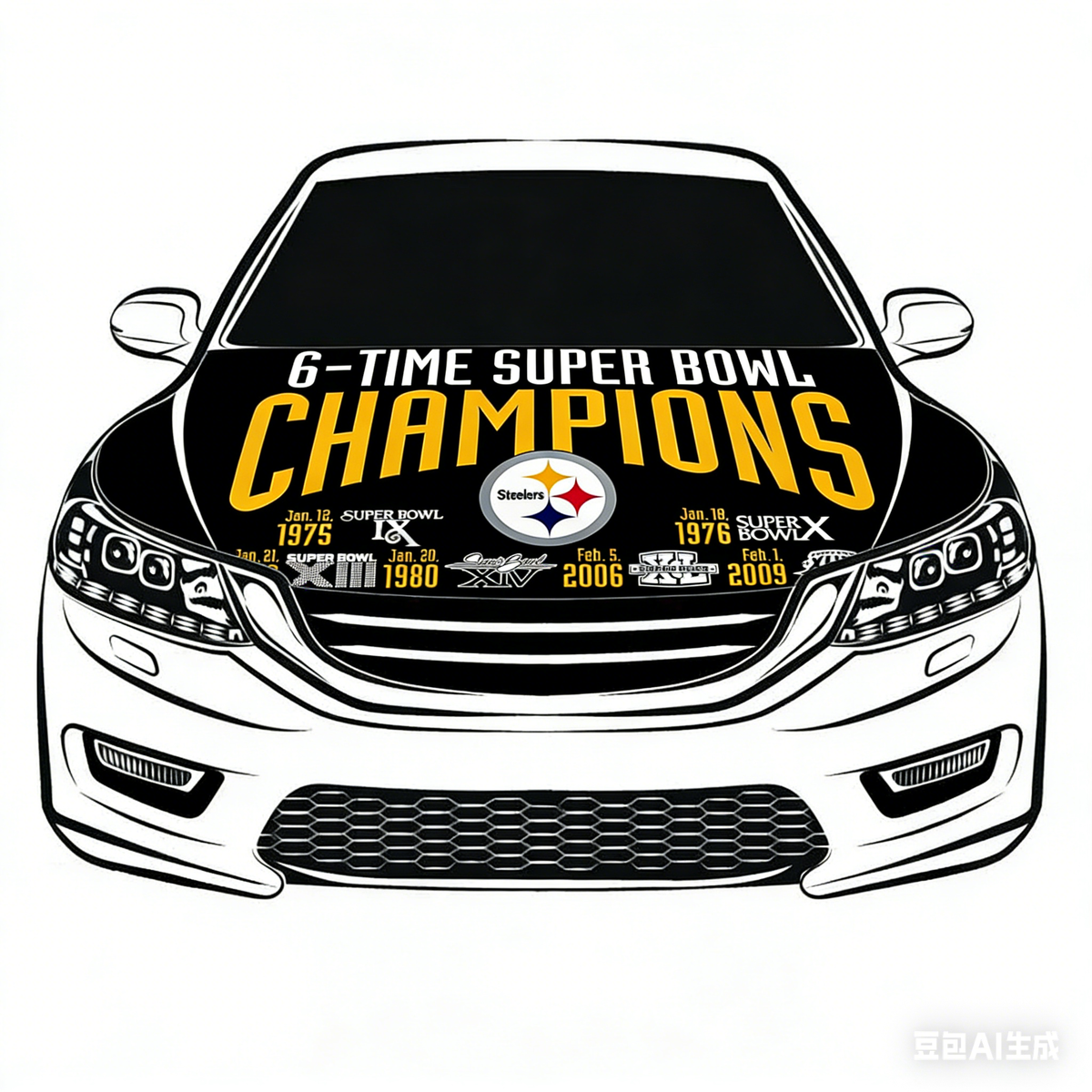 Pittsburgh Steelers NFL Car Hood Cover Flag , Engine Banner,4X5ft,/6X7FT100% Polyester Elastic Fabrics Can be Washed