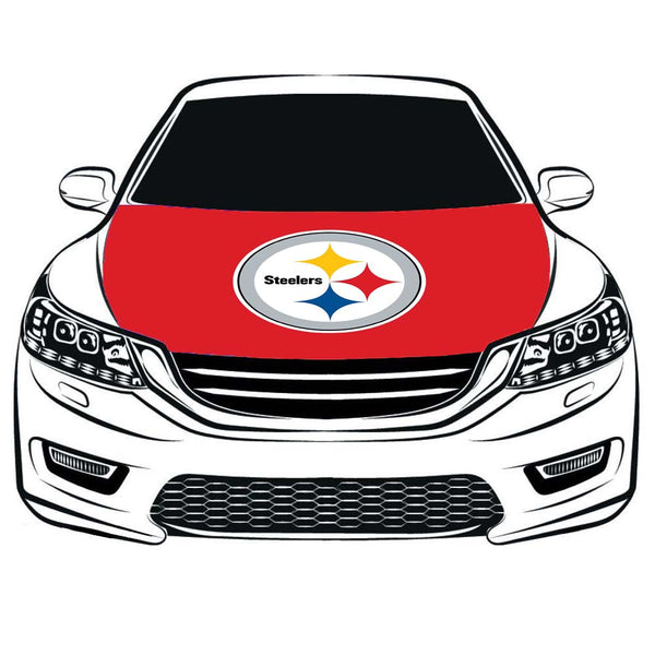 Pittsburgh Steelers Car Hood Cover Flag ,Engine Banner Flag of Pittsburgh Steelers,3.3X5ft, 100% Polyester Elastic Fabrics Can be Washed Suitable for large SUV and Pickup Trucks