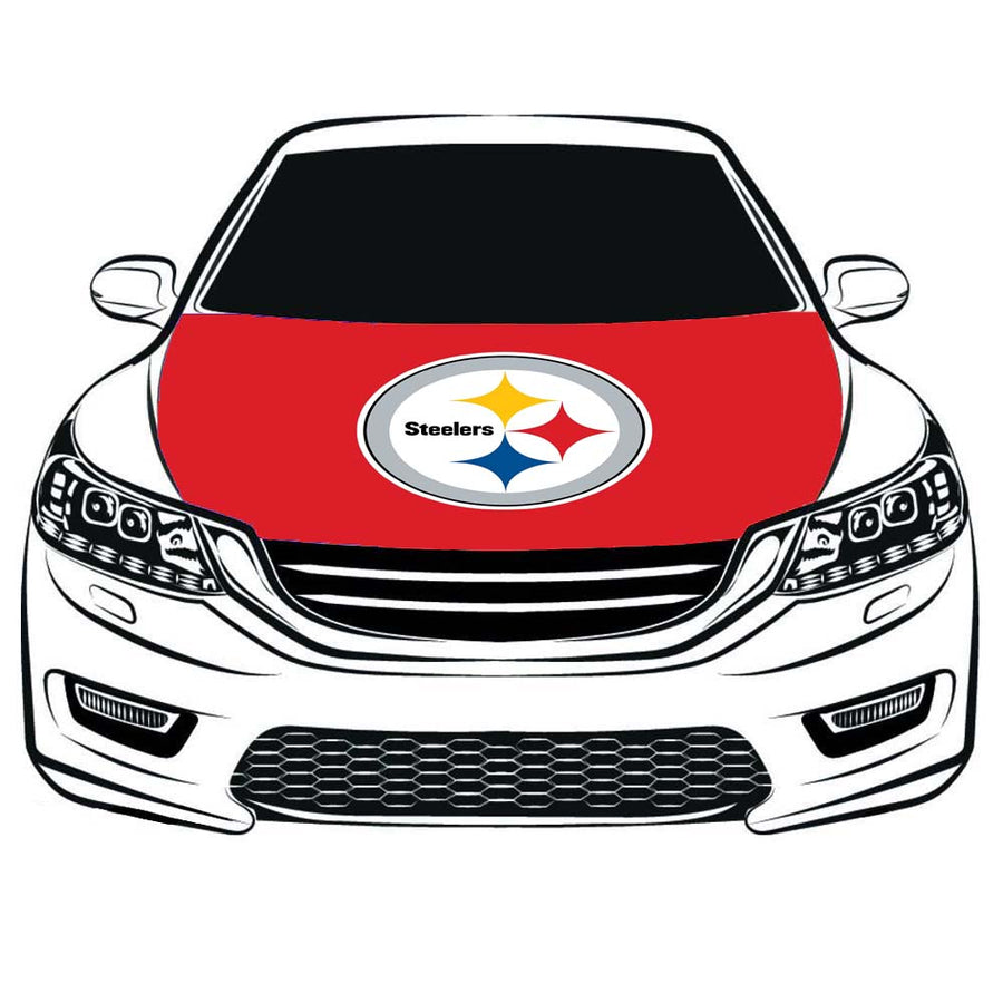 Pittsburgh Steelers Car Hood Cover Flag ,Engine Banner Flag of Pittsburgh Steelers,3.3X5ft,/6X7FT 100% Polyester Elastic Fabrics Can be Washed Suitable for large SUV and Pickup Trucks