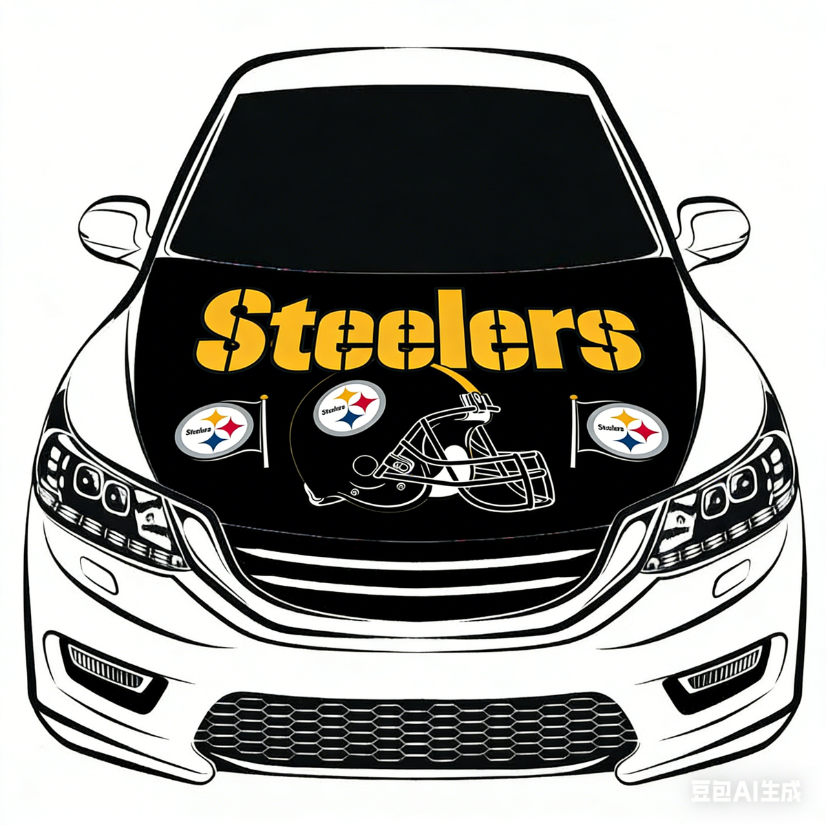 Pittsburgh Steelers NFL Car Hood Cover Flag , Engine Banner,4X5ft,/6X7FT100% Polyester Elastic Fabrics Can be Washed