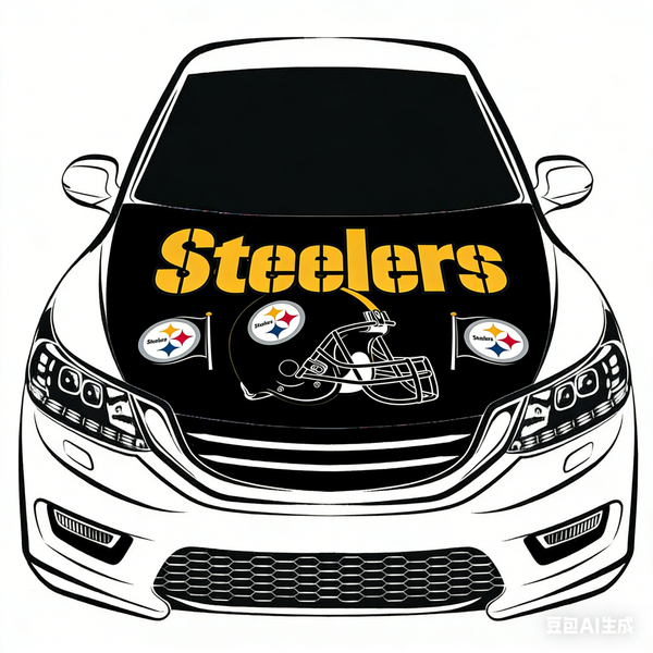 Pittsburgh Steelers NFL Car Hood Cover Flag , Engine Banner,4X5ft,/6X7FT100% Polyester Elastic Fabrics Can be Washed