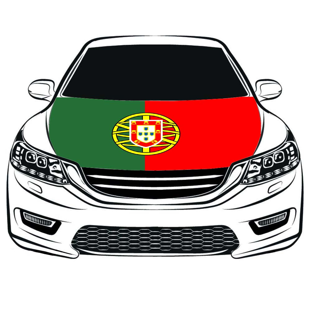 Portugal Car Hood Cover Flag ,Engine Flag of Portugal,3.3X5ft/6X7FT, 100% Polyester Elastic Fabrics Can be Washed Suitable for large SUV and Pickup Trucks