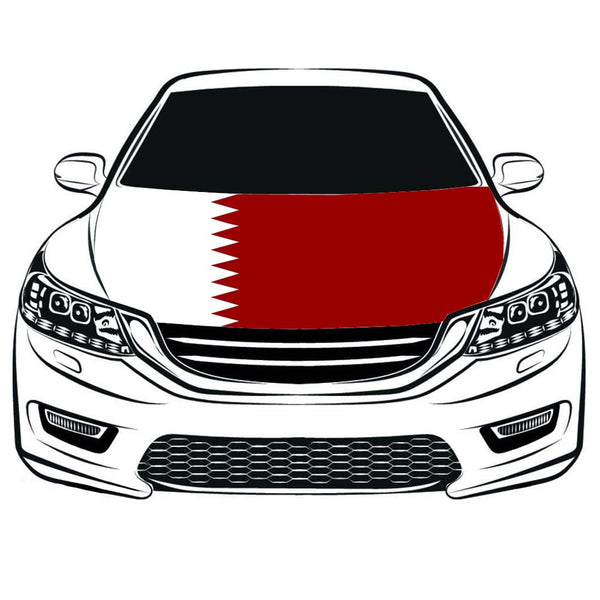 Qatar Flag, Qatar Car Hood Cover Flag , Engine Banner Flag of Qatar ,3.3X5ft,100% Polyester Elastic Fabrics Can be Washed