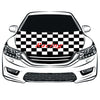 Black and white checkered flag， Car Hood Cover Banner ,Referee flag Engine Banner,3.3X5ft,100% Polyester Elastic Fabrics Can be Washed