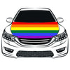 Rainbow Car Hood Cover Flag ,Rainbow Engine Banner,Seven Colors，3.3X5ft,100% Polyester Elastic Fabrics Can be Washed，