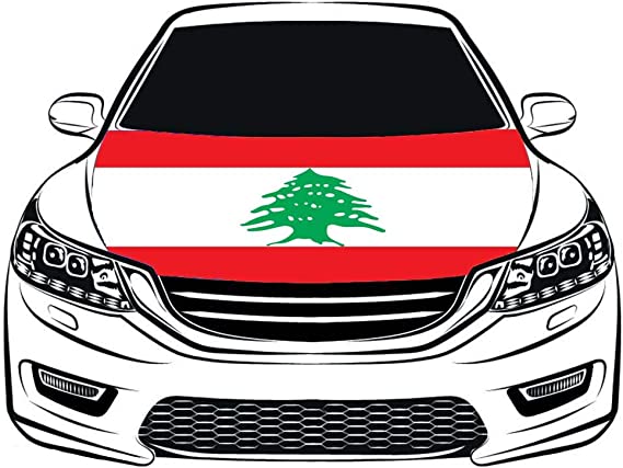 Lebanese flag Car Hood Cover Flag , Engine Banner Flag of Lebanon,3.3X5ft,/6X7FT100% Polyester Elastic Fabrics Can be Washed