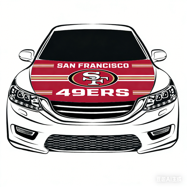 San Francisco 49ers Flag NFL Car Hood Cover Flag , Engine Banner,4X5ft,/6X7FT100% Polyester Elastic Fabrics Can be Washed