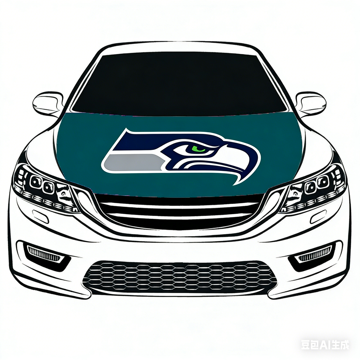 Seattle Seahawks Hood Cover Flag , NFL Engine Flag ,4X5ft/6X7FT, 100% Polyester Elastic Fabrics Can be Washed Suitable for large SUV and Pickup Trucks
