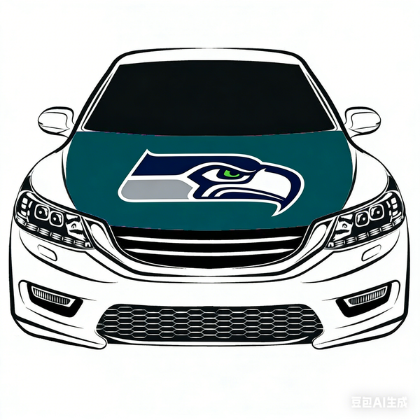 Seattle Seahawks Hood Cover Flag , NFL Engine Flag ,4X5ft/6X7FT, 100% Polyester Elastic Fabrics Can be Washed Suitable for large SUV and Pickup Trucks