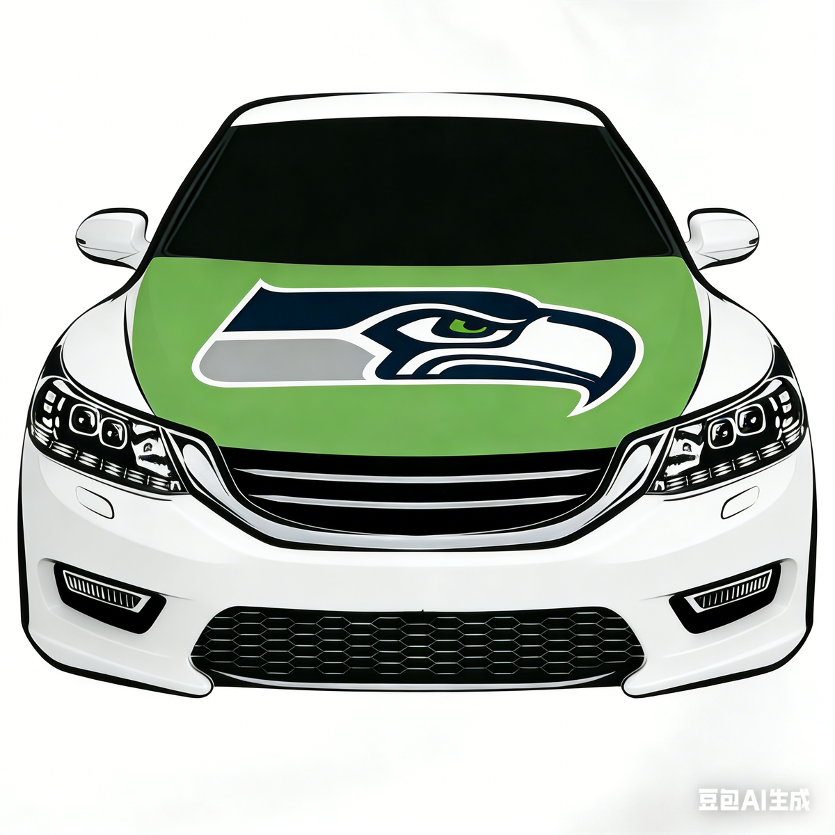 Seattle Seahawks Hood Cover Flag , NFL Engine Flag ,4X5ft/6X7FT, 100% Polyester Elastic Fabrics Can be Washed Suitable for large SUV and Pickup Trucks