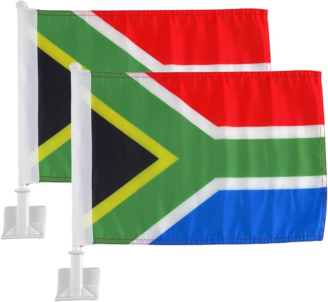South Africa flag Car Window Flag of South Africa 11X18 Inch(28x46cm) 100% Polyester, Strong White Flagpole