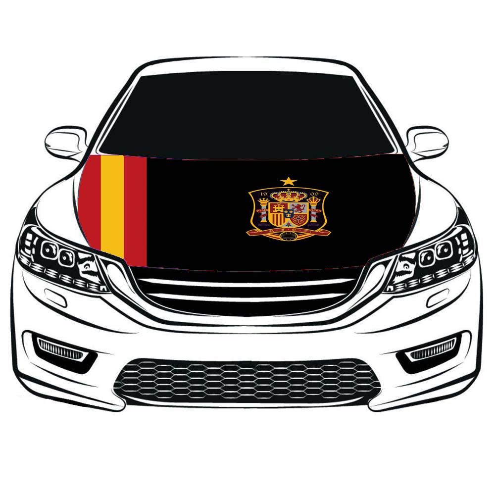 Spain national football team Car Hood Cover Flag ,Engine Banner,Selección de fútbol de España Flag,3.3X5ft, 6X7FT100% Polyester Elastic Fabrics Can be Washed Suitable for large SUV and Pickup Trucks