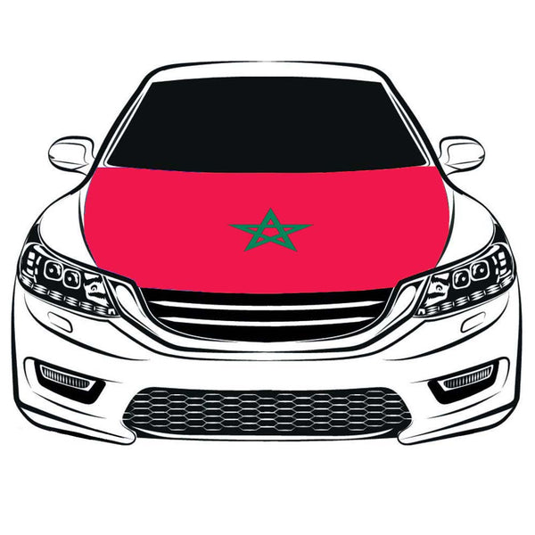 Moroccan flag，Car Hood Cover Flag of Morocco, Engine Banner Le Royaume du Maroc‎ Flags,3.3X5ft,100% Polyester Elastic Fabrics Can be Washed