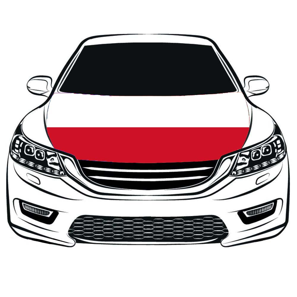 Flag of Poland, Car Hood Cover Flag ,The Republic Of Poland Engine Banner,3.3X5ft,/6X7FT100% Polyester Elastic Fabrics Can be Washed