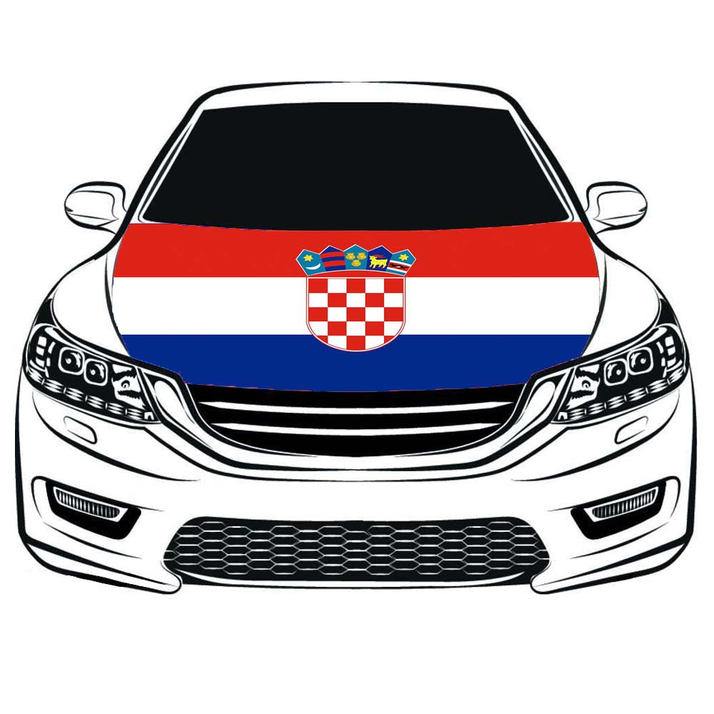 Croatia Flag, Car Hood Cover Flag The Republic of Croatia ,Republika Hrvatska Engine Banner,3.3X5ft/6X7FT,100% Polyester Elastic Fabrics Can be Washed