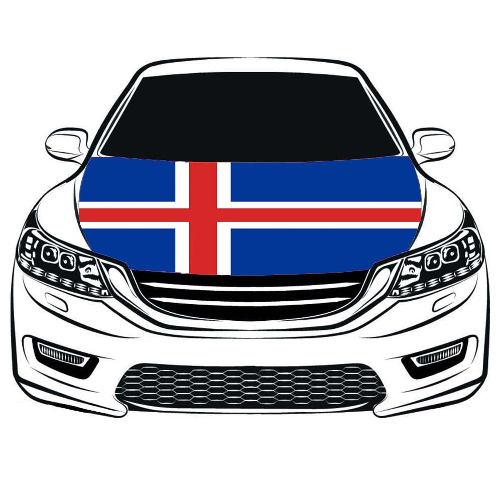 Falg of  Iceland,Engine Flag,The Republic of Iceland Hood Cover Banner ,3.3X5ft,6X7FT100% Polyester Elastic Fabrics Can be Washed