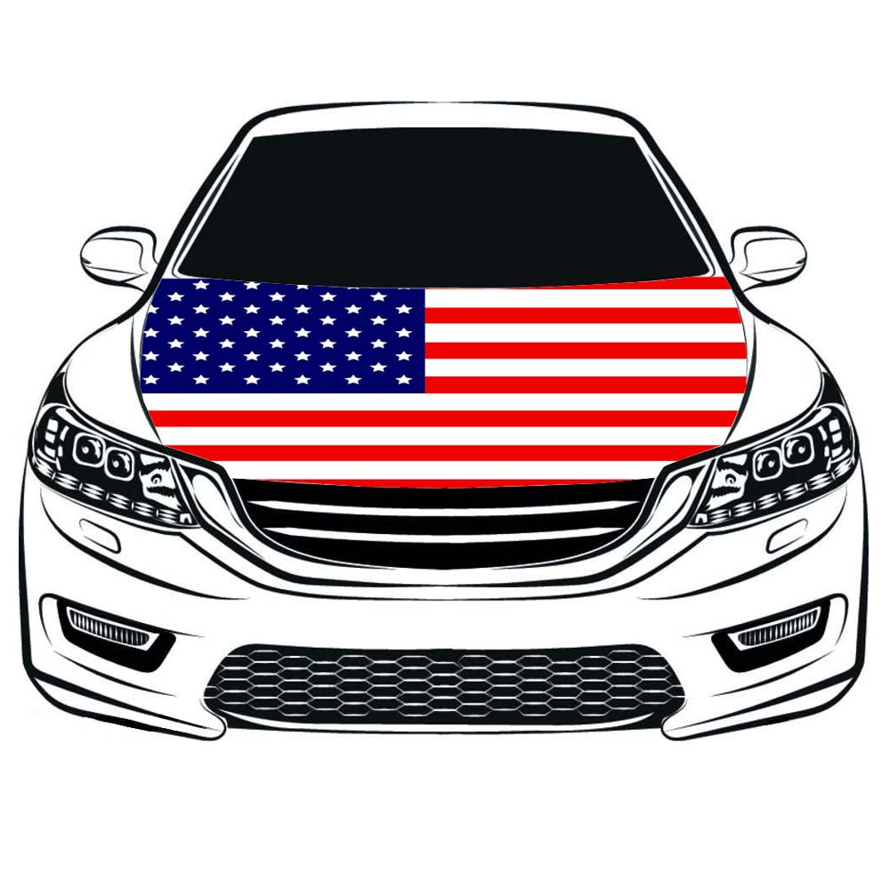 USA Car Hood Cover Flag ,America Banner ,The US Engine Flag,3.3X5ft,/6X7FT100% Polyester Elastic Fabrics Can be Washed