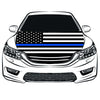 America Police Car Hood Cover Flag ,Thin blue line Banner Engine Flag,3.3X5ft,100% Polyester Elastic Fabrics Can be Washed