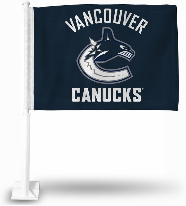 2 Pack Car Window Flags of  NHL Vancouver Canucks 11X18 Inch(28x46cm) 100% Polyester, Strong White Flagpole