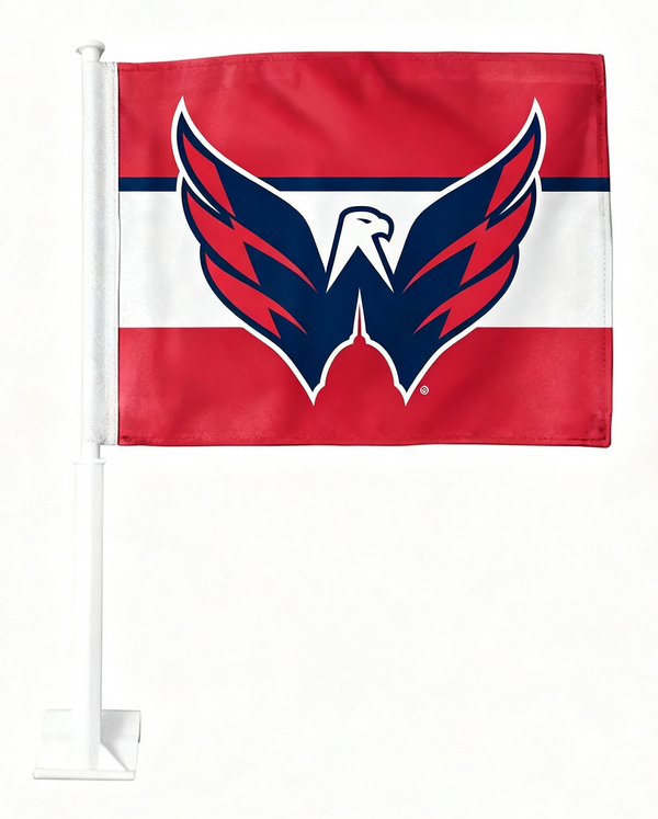 NHL Washington Capitals Car Window Flag of Washington Capitals 11X18 Inch(28x46cm) 100% Polyester, Strong White Flagpole