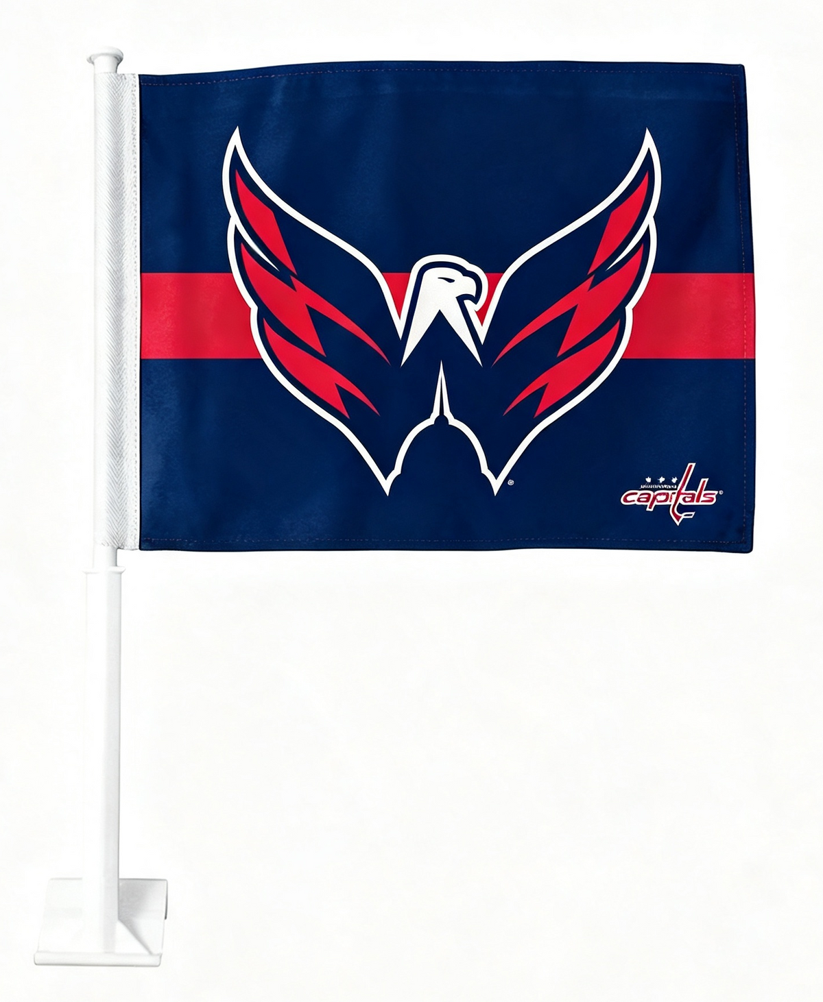 NHL Washington Capitals Car Window Flag of Washington Capitals 11X18 Inch(28x46cm) 100% Polyester, Strong White Flagpole