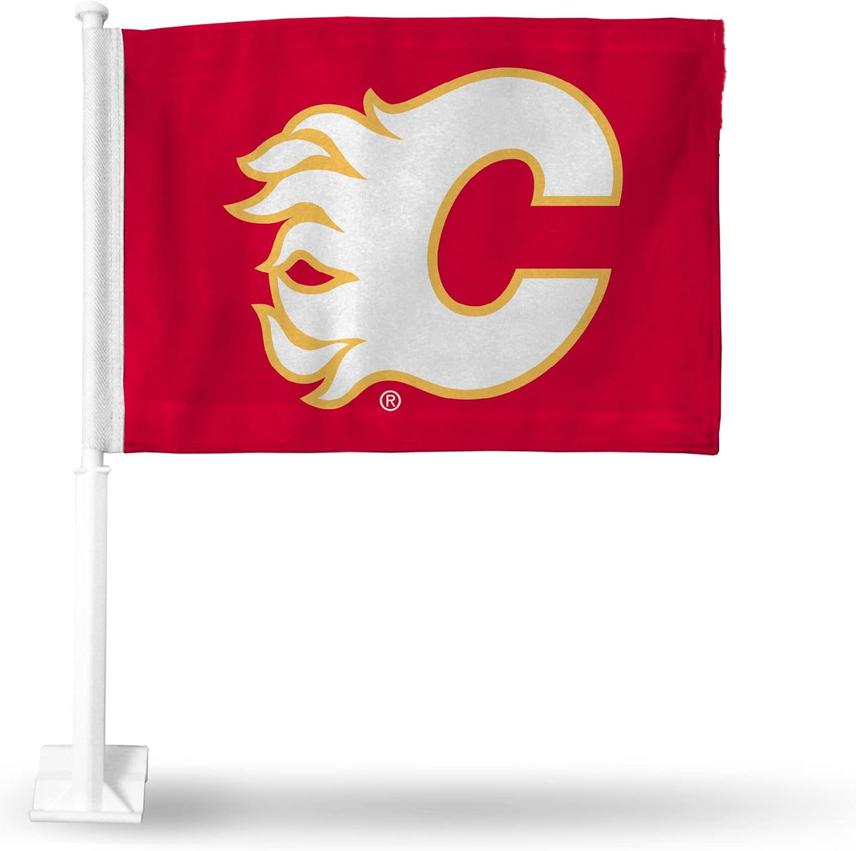 2 Pack Car Window Flags of  NHL Calgary Flames 11X18 Inch(28x46cm) 100% Polyester, Strong White Flagpole