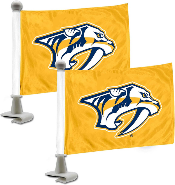 2 Pack Car Window Flags of  NHL Nashville Predators 11X18 Inch(28x46cm) 100% Polyester, Strong White Flagpole