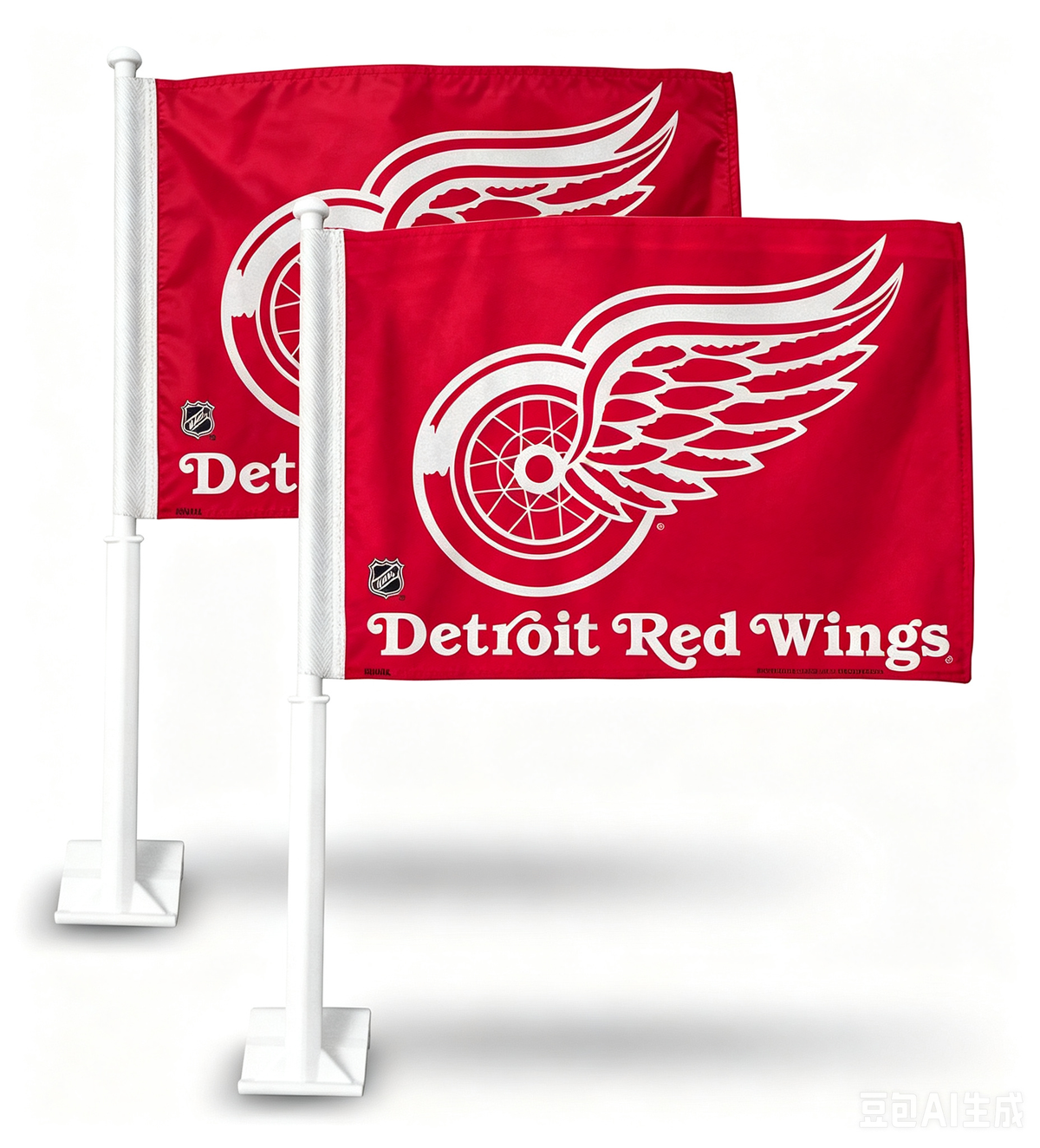 NHL Detroit Red Wings Car Window Flag of Spain 11X18 Inch(28x46cm) 100% Polyester, Strong White Flagpole