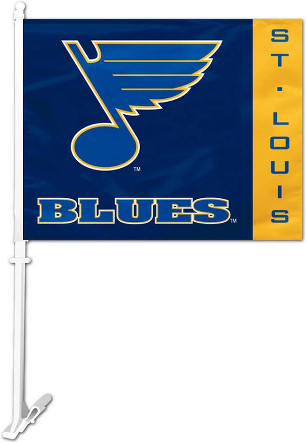 NHL St. Louis Blues Car Window Flag of  Florida Panthers 11X18 Inch(28x46cm) 100% Polyester, Strong White Flagpole