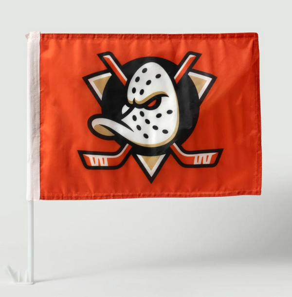 NHL Anaheim Ducks Car Window Flag of Anaheim Ducks 11X18 Inch(28x46cm) 100% Polyester, Strong White Flagpole