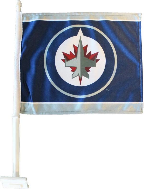 2 Pack NHL Winnipeg Jets Flag Car Window Flag of  Winnipeg Jets 11X18 Inch(28x46cm) 100% Polyester, Strong White Flagpole