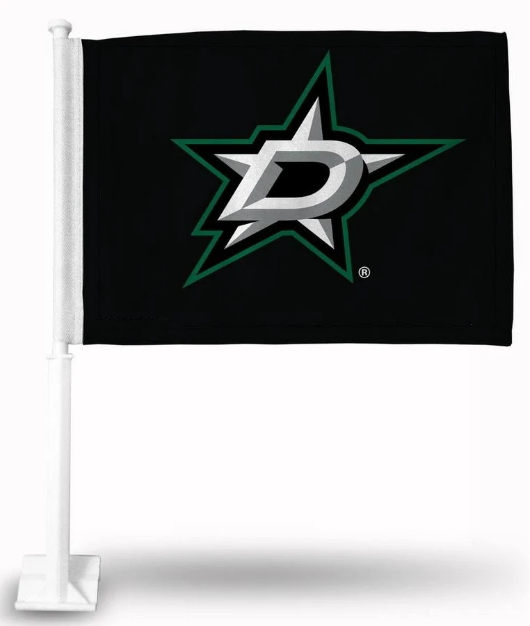 2 Pack Car Window Flags of  NHL Dallas Stars 11X18 Inch(28x46cm) 100% Polyester, Strong White Flagpole