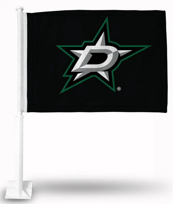 2 Pack Car Window Flags of  NHL Dallas Stars 11X18 Inch(28x46cm) 100% Polyester, Strong White Flagpole