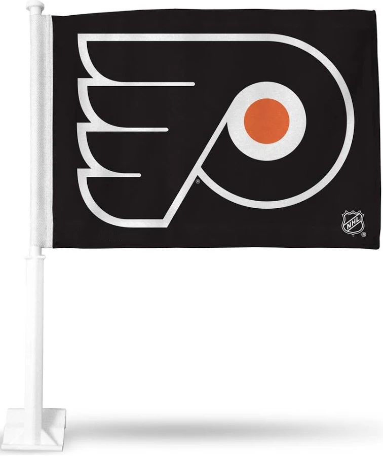 NHL Philadelphia Flyers Car Window Flag of  Philadelphia Flyers 11X18 Inch(28x46cm) 100% Polyester, Strong White Flagpole