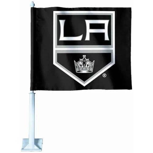 2 Pack Car Window Flags of  NHL Los Angeles Kings 11X18 Inch(28x46cm) 100% Polyester, Strong White Flagpole