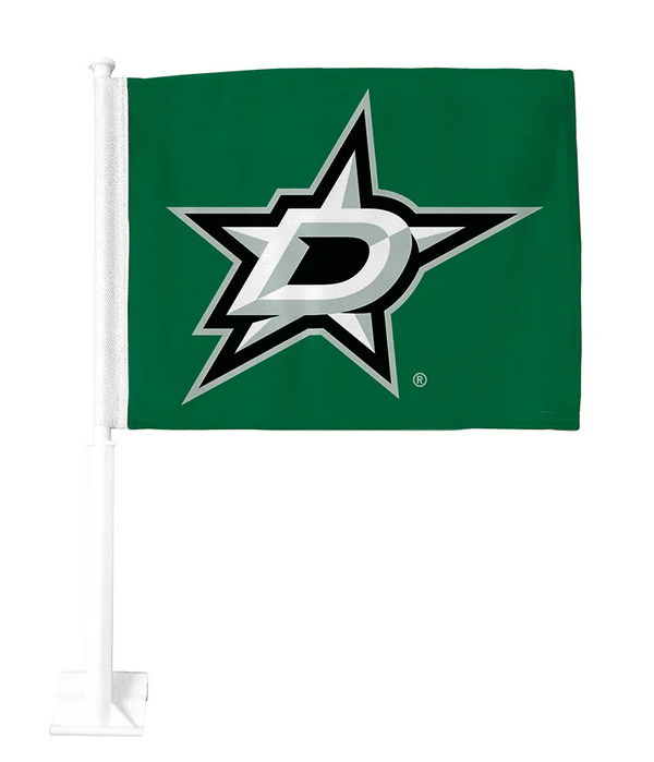 2 Pack Car Window Flags of  NHL Dallas Stars 11X18 Inch(28x46cm) 100% Polyester, Strong White Flagpole