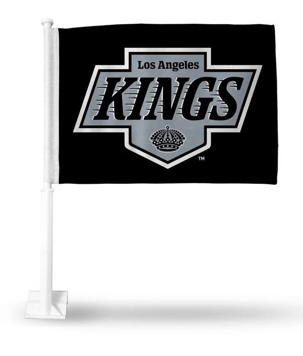 2 Pack Car Window Flags of  NHL Los Angeles Kings 11X18 Inch(28x46cm) 100% Polyester, Strong White Flagpole