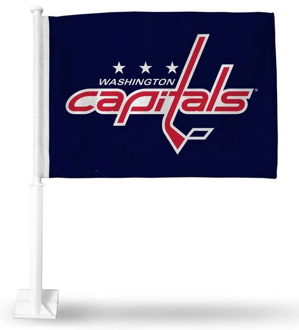 NHL Washington Capitals Car Window Flag of Washington Capitals 11X18 Inch(28x46cm) 100% Polyester, Strong White Flagpole