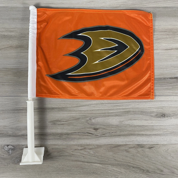 NHL Anaheim Ducks Car Window Flag of Anaheim Ducks 11X18 Inch(28x46cm) 100% Polyester, Strong White Flagpole