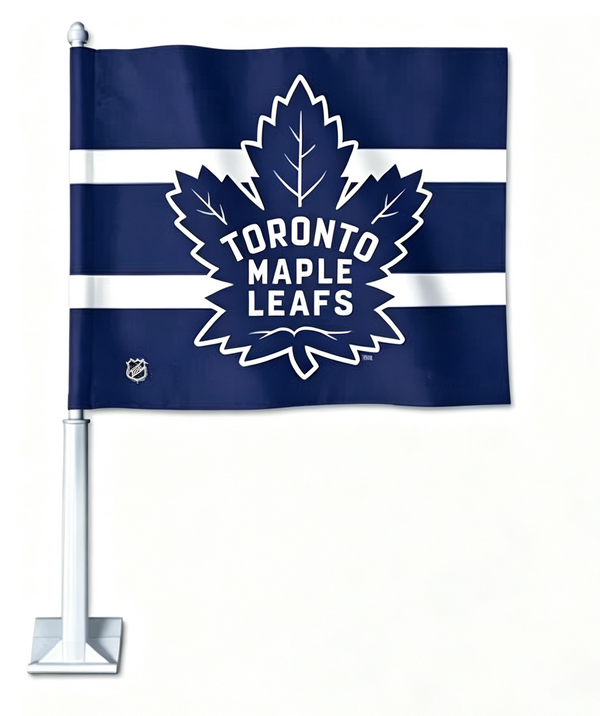 NHL  Toronto Maple Leafs Car Window Flag of Toronto Maple Leafs 11X18 Inch(28x46cm) 100% Polyester, Strong White Flagpole