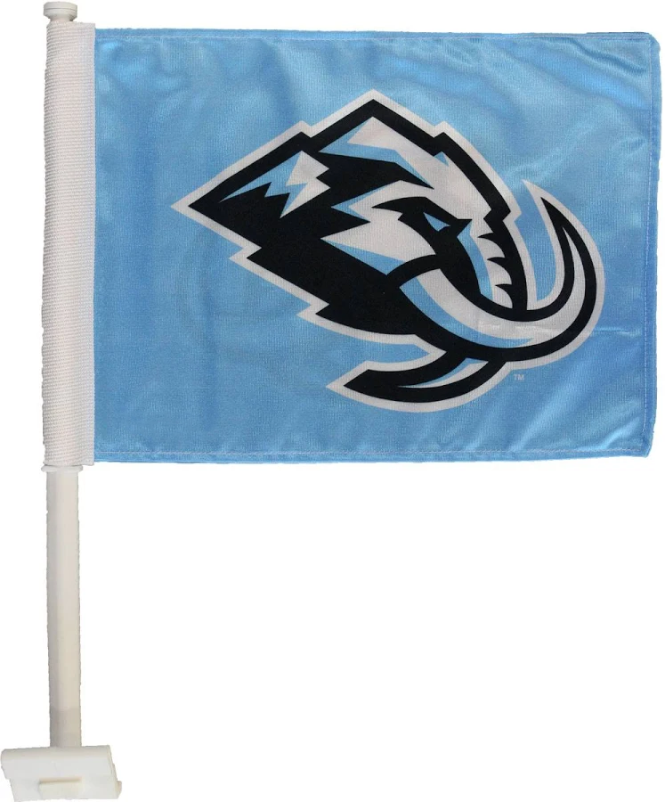 2 Pack Car Window Flags of  NHL Utah Mammoth 11X18 Inch(28x46cm) 100% Polyester, Strong White Flagpole