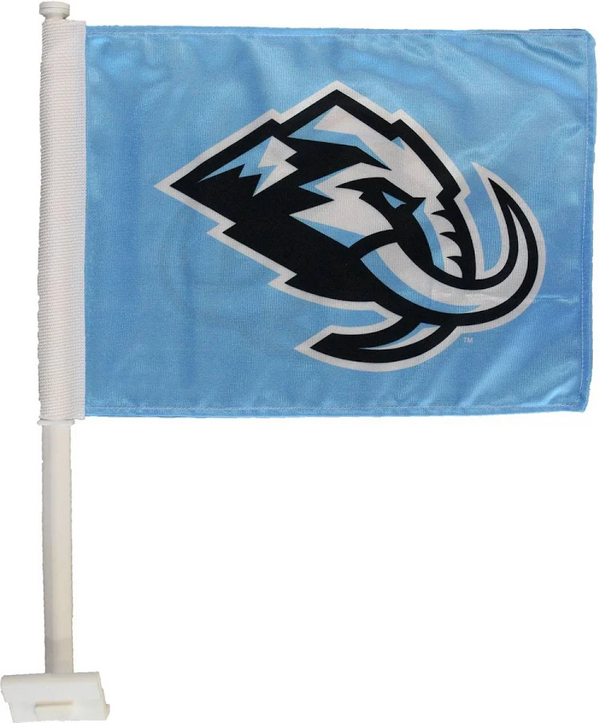 2 Pack Car Window Flags of  NHL Utah Mammoth 11X18 Inch(28x46cm) 100% Polyester, Strong White Flagpole