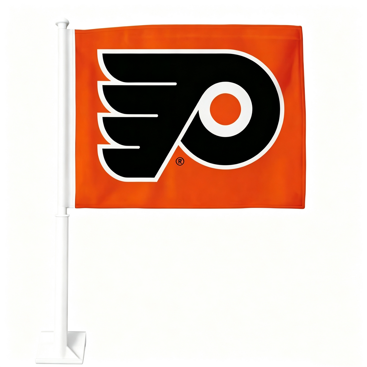 NHL Philadelphia Flyers Car Window Flag of  Philadelphia Flyers 11X18 Inch(28x46cm) 100% Polyester, Strong White Flagpole