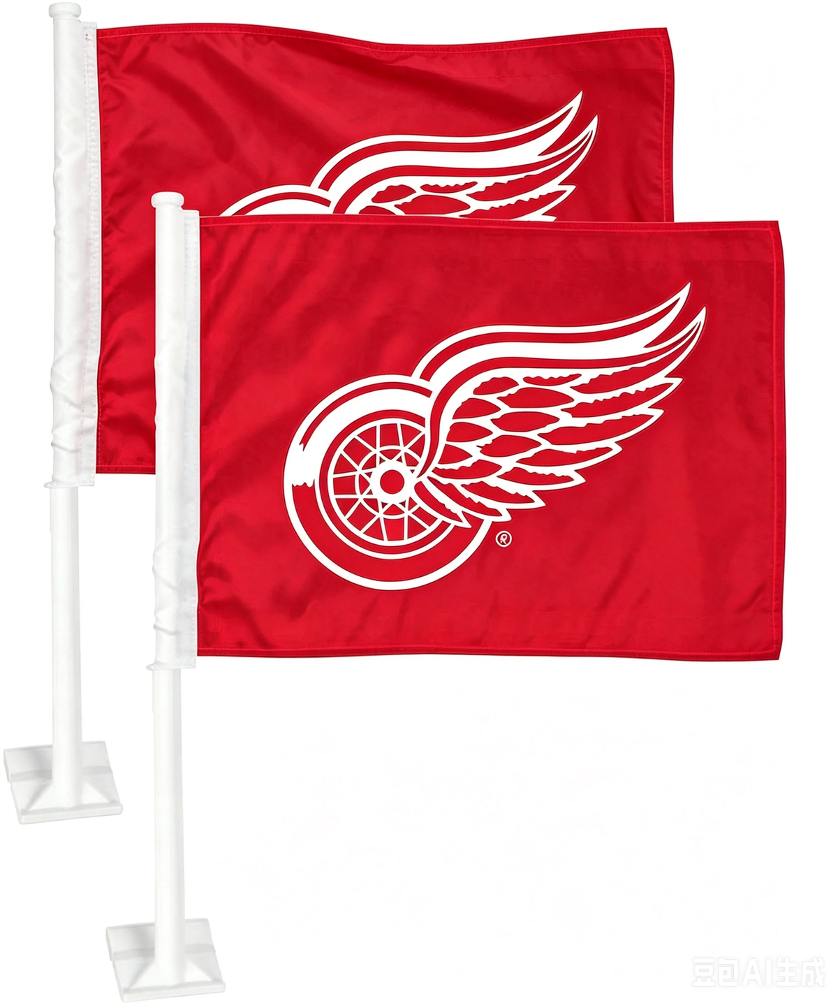 NHL Detroit Red Wings Car Window Flag of Spain 11X18 Inch(28x46cm) 100% Polyester, Strong White Flagpole
