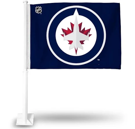 2 Pack NHL Winnipeg Jets Flag Car Window Flag of  Winnipeg Jets 11X18 Inch(28x46cm) 100% Polyester, Strong White Flagpole