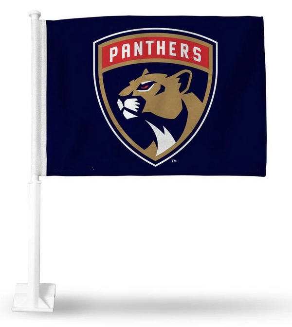 NHL  Florida Panthers Car Window Flag of  Florida Panthers 11X18 Inch(28x46cm) 100% Polyester, Strong White Flagpole